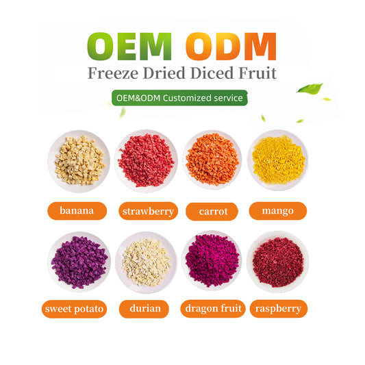 Freeze-dried diced fruit is commonly used in various areas of health food